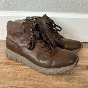 Stride Rite Rimrock Brown Leather Dress Boot Side Zip w/ Lace Size 4